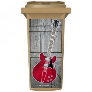 Cherry Red Electric Guitar Style Wheelie Bin Sticker Panel